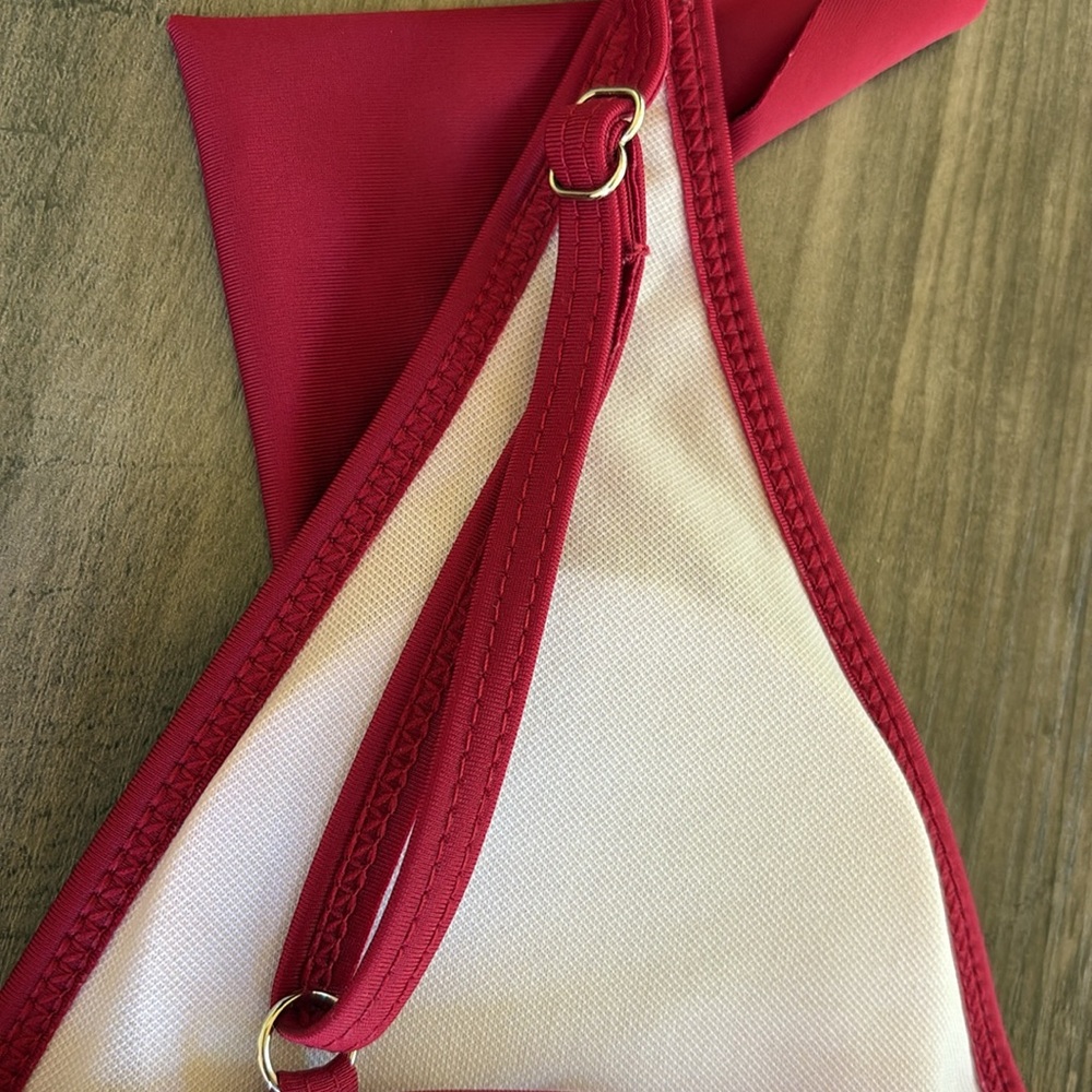 Bikini Burgundy Red Ruffle Bikini Set Size Medium - Picture 9 of 12